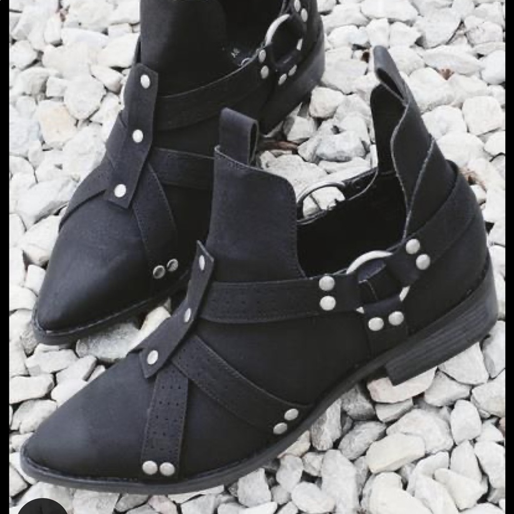 Black western harness booties